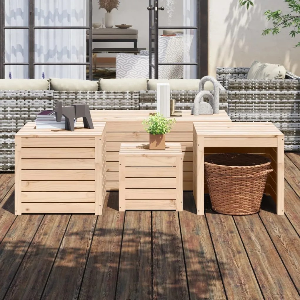 vidaXL Set cutii de grădină, 4 piese, lemn masiv de pin
