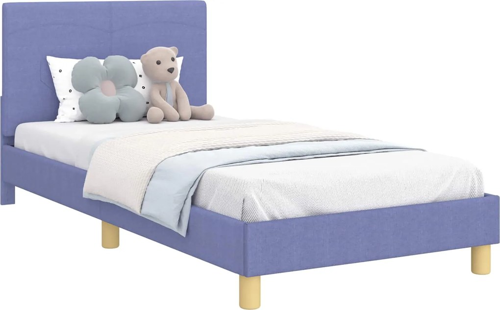 vidaXL Cadru de pat pentru copii cu spătar Albastru Jeans 80 x 200 cm