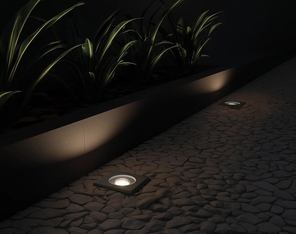 Spotlight exterior pentru sol negru pătrat reglabil IP65 - Delux