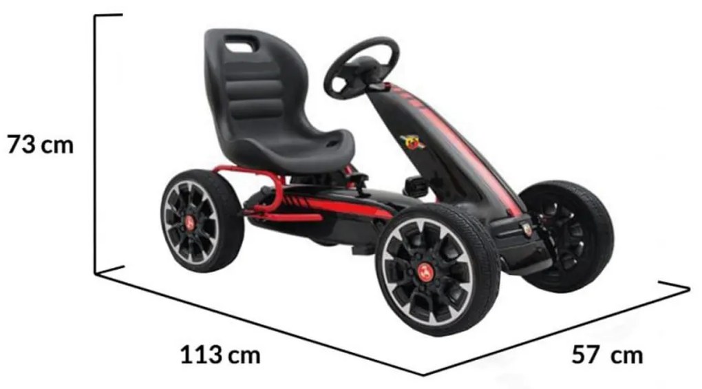 Kart cu pedale pentru copii NOVOKIDS® Chrysler Kart PRO, Roti din cauciuc EVA, 5-8 ani , Carena, Structura metalica, Frana de mana, Functie