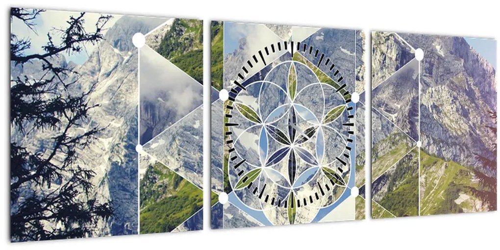 Tablou - Model geometric (cu ceas) (90x30 cm)