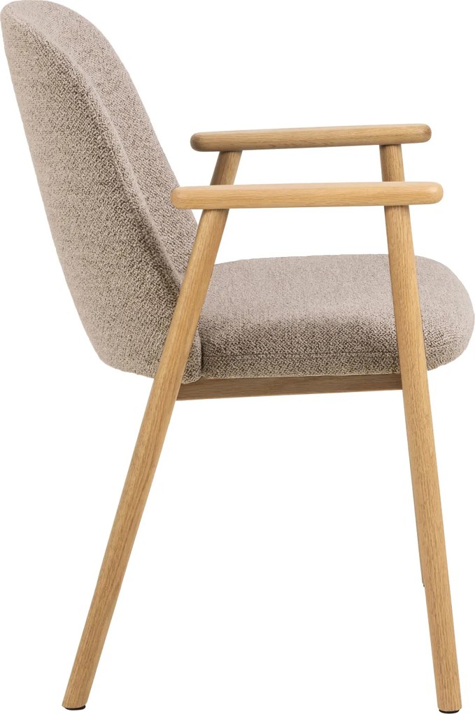 MAZZONI EXPORT RODERIC Bej Latte (material Monza 60)/cadru stejar lăcuit - SCAUN BOUCLÉ DE LEMN RETRO