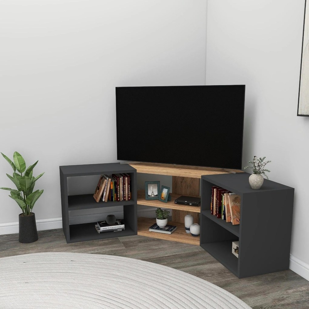 Comoda TV Colt cu 6 rafturi Ajan,  149 x 44 x 30 cm