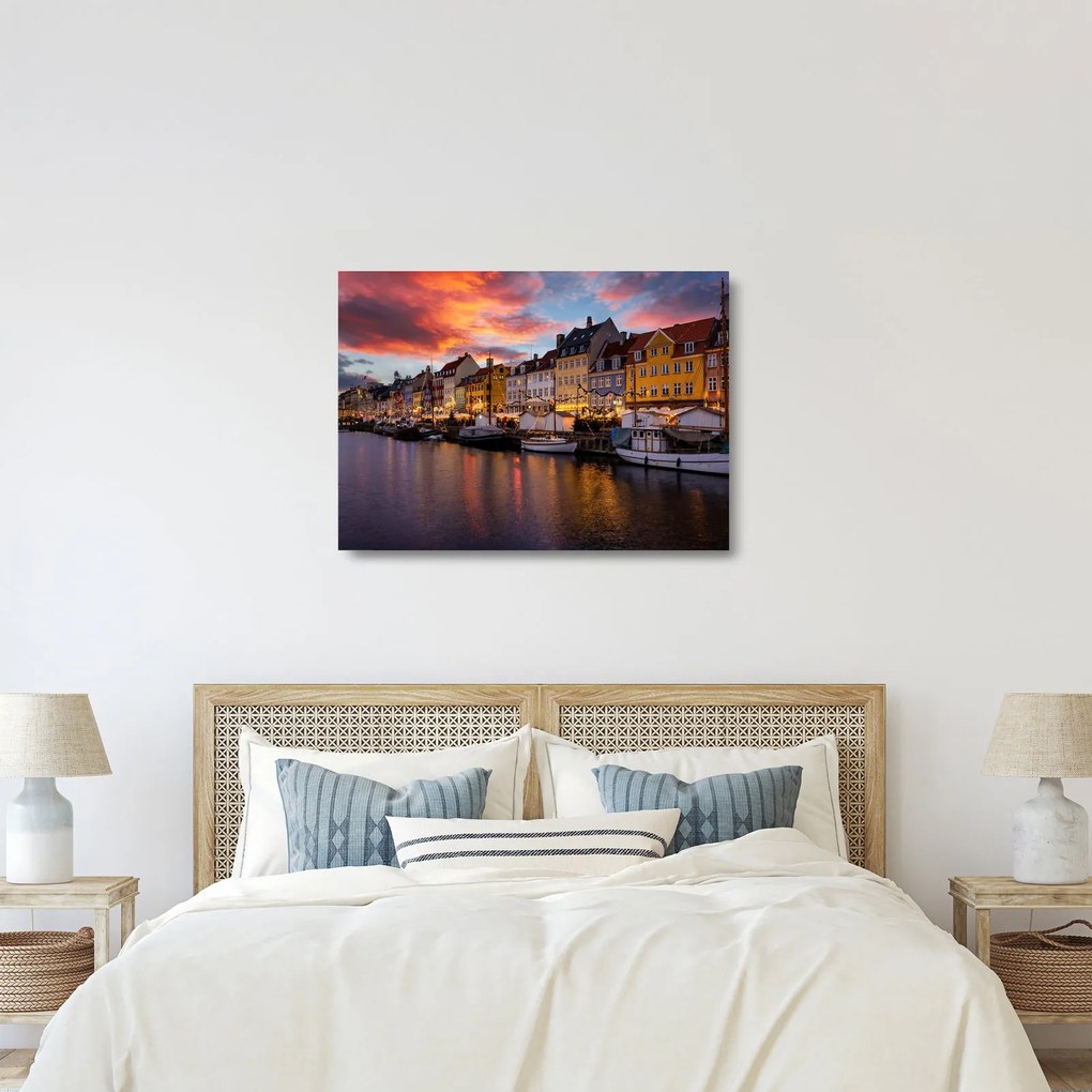 Tablou pe sticlă - Nyhavn, Copenhaga (70x50 cm)