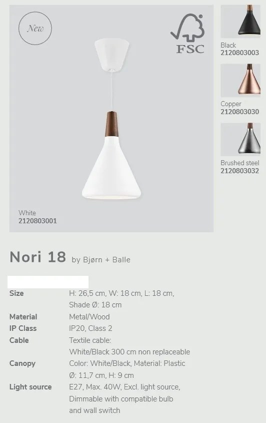 Pendul design modern NORI 18 negru 2120803003 NL