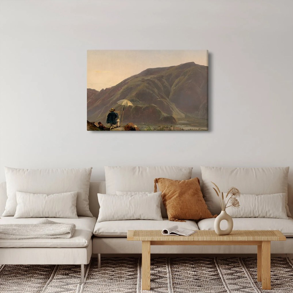 Tablou - Jules Coignet, View of Bozen with a Painter, reproducere (90x60 cm)