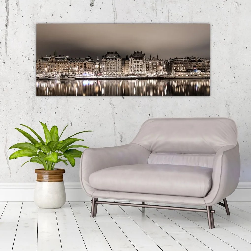 Tablou cu orașul în amurg (120x50 cm)