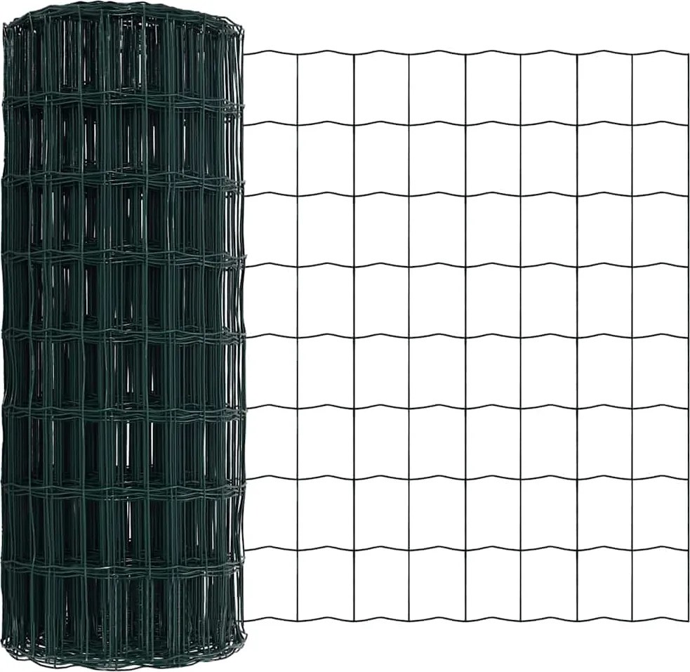 vidaXL Gard Euro Verde 0,6 x 50 m Fier acoperit cu PVC