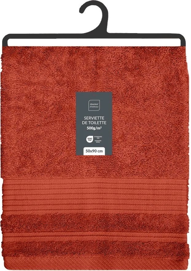 Prosop cărămiziu din bumbac din frotir 50x90 cm Tendresse – douceur d'intérieur