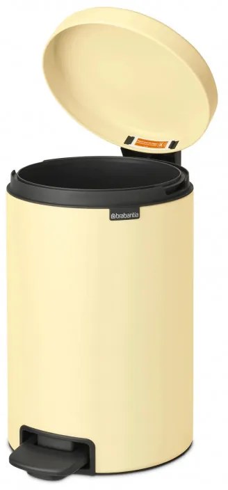 Cos de gunoi cu pedala Brabantia NewIcon 1008844, 12 L, Inchidere lina, Baza antiderapanta, Galben