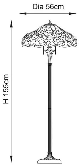 Endon 64323 - Lampă de podea Tiffany SULLIVAN, 2xE27/60W/230V, Ø 56 cm