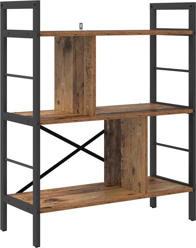 vidaXL Raft pentru cărți Lemn Vechi 75 x 30 x 91 cm Lemn compozit