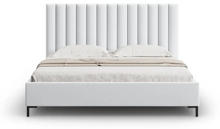 Pat matrimonial gri deschis tapițat cu spațiu de depozitare și somieră 140x200 cm Casey – Mazzini Beds