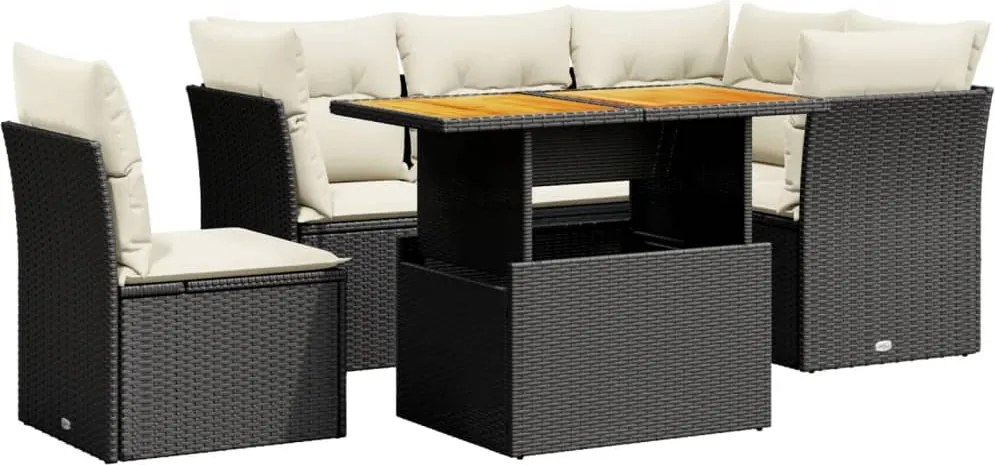 vidaXL Set mobilier de grădină cu perne, 5 piese, negru, poliratan