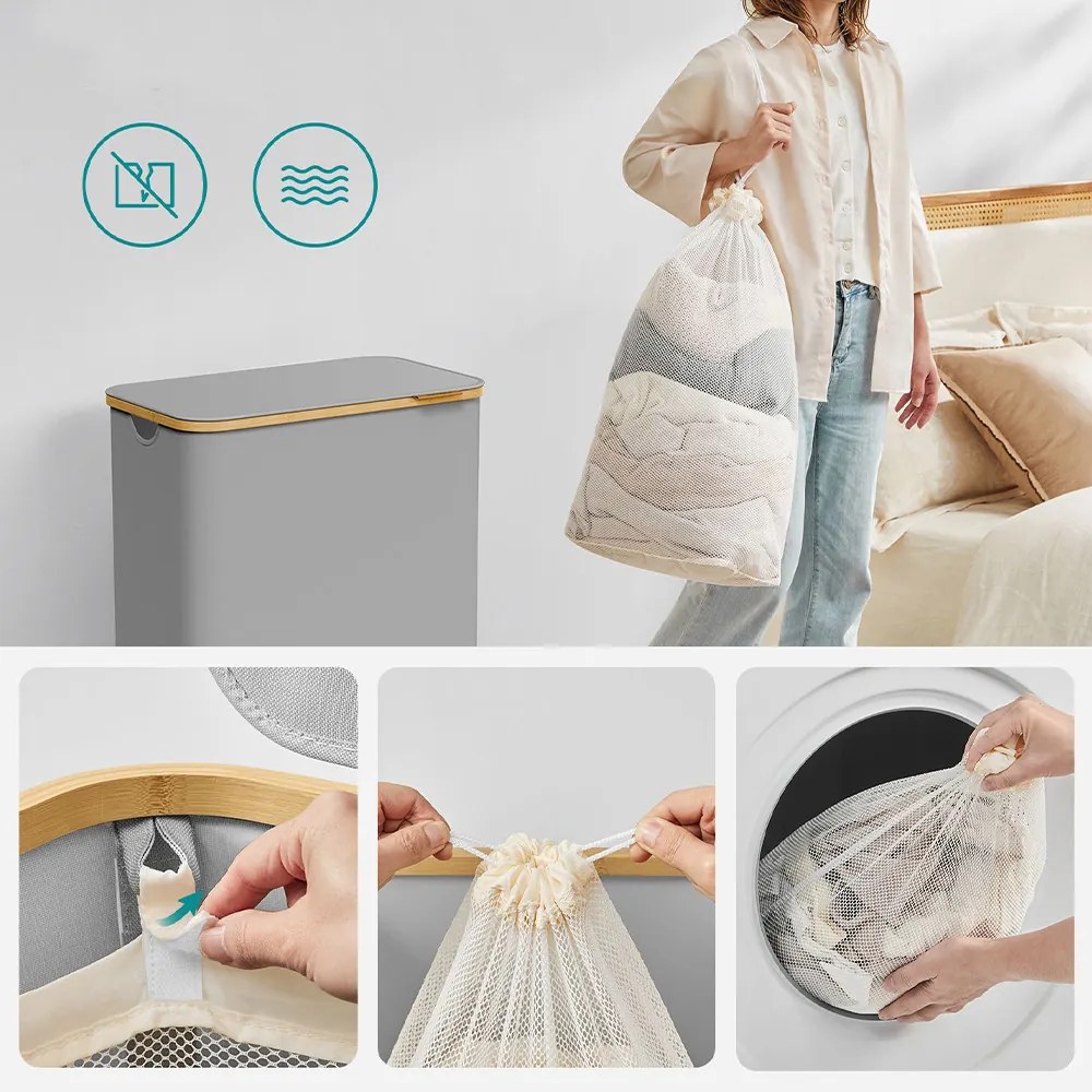 Coș de rufe din plastic, gri