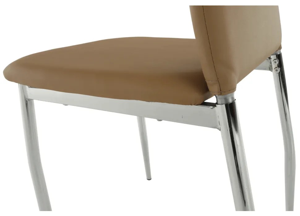 Scaun dining, piele ecologică bej/crom, ERVINA
