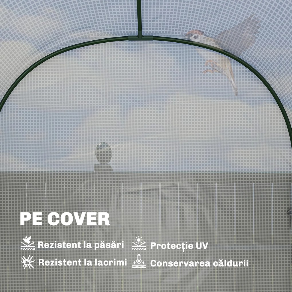 Outsunny Seră de Grădină cu Rafturi și Ușă Rulabilă, Seră pentru Grădină cu Cadru din Oțel, Acoperiș din PE Anti-UV, pentru Legume, Flori și Plante, 123x187x189 cm, Alb | Aosom Romania
