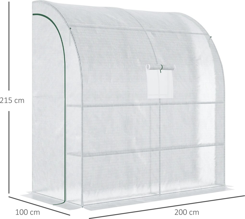 Outsunny 7' x 3' x 7' Outdoor Walk-In Greenhouse, Plant Nursery with Roll-up Windows, PE Cover, and 3 Wire Shelves, White | Aosom Romania