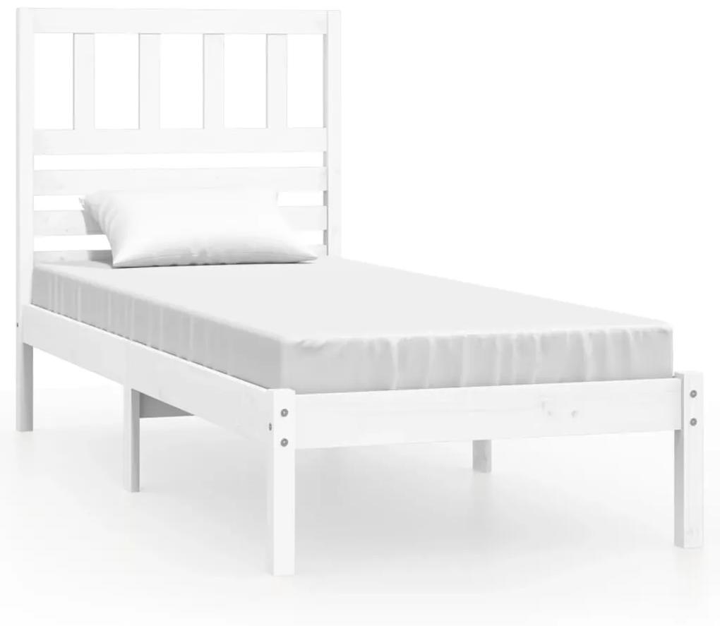 3100989 vidaXL Cadru de pat, alb, 90x190 cm, single, lemn masiv de pin
