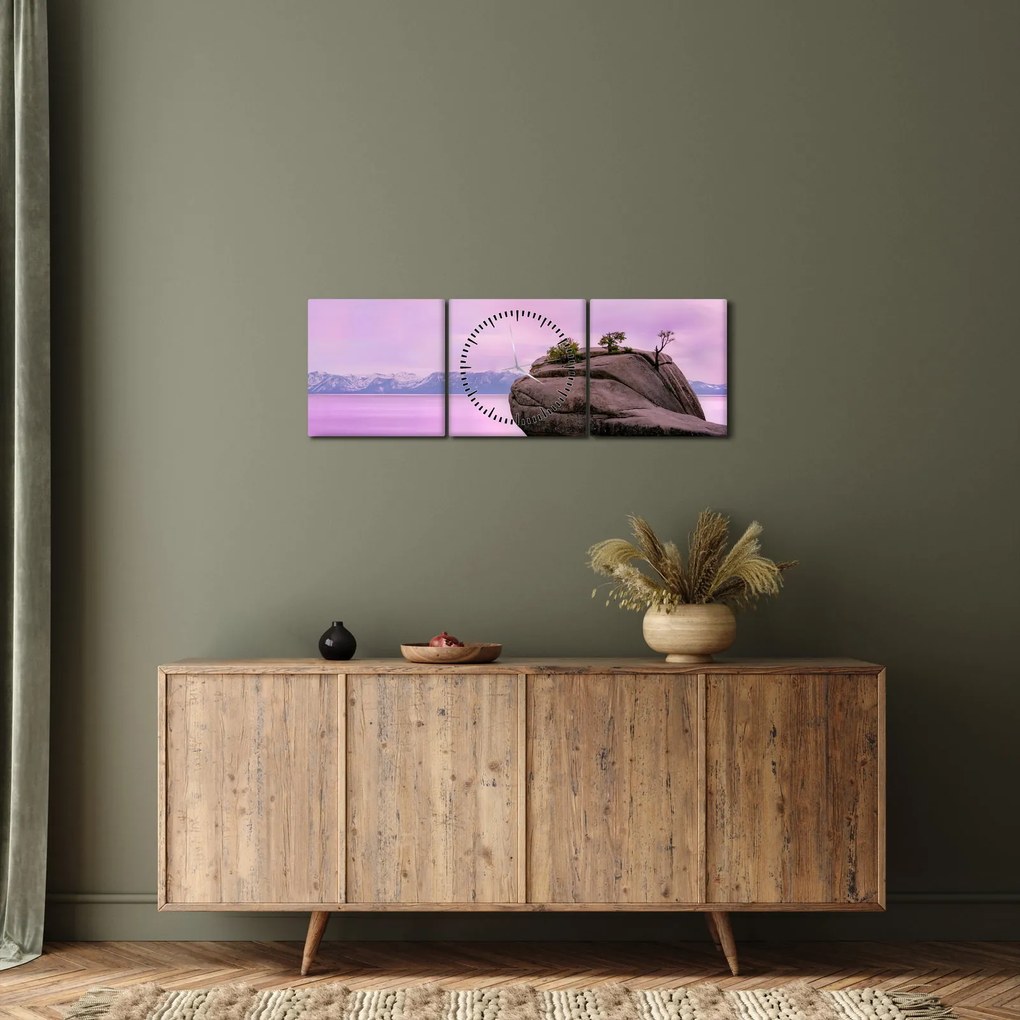 Tablou cu piata în mare (cu ceas) (90x30 cm)