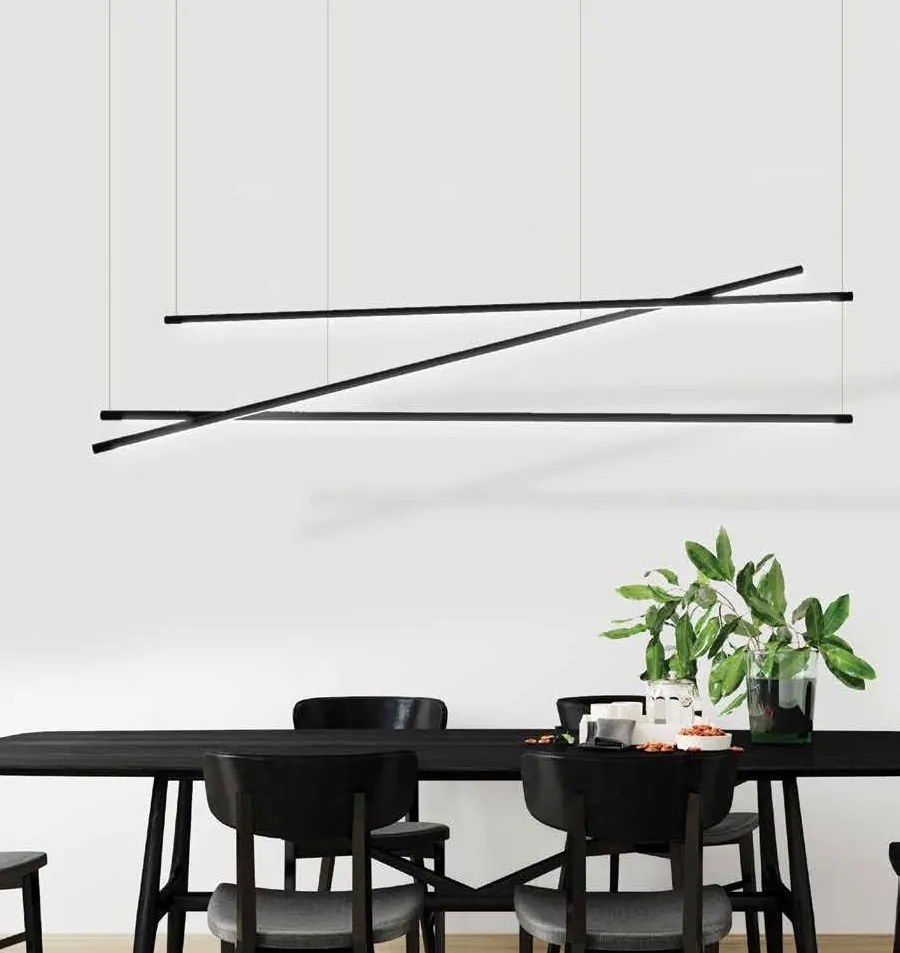 Lustra LED design liniar Eletra negru, L-180cm