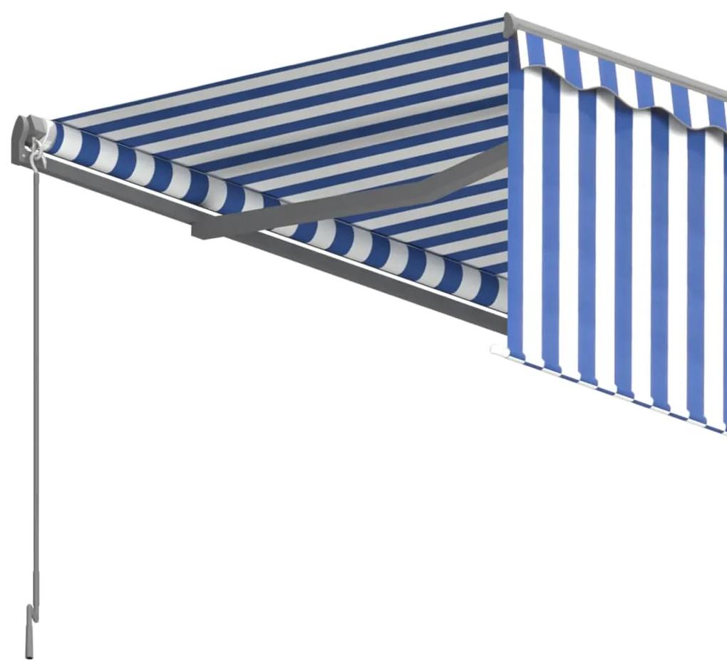 Copertina retractabila manual cu stor, albastrualb, 5x3 m Albastru si alb, 5 x 3 m