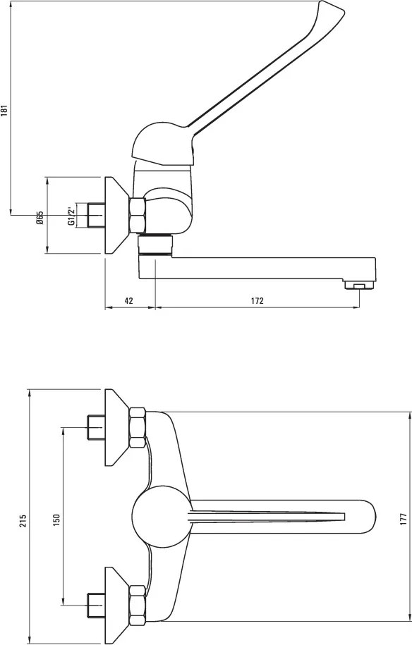 Joko Baterie pentru chiuvetă, montare pe perete, cu mâner Clinic BOJ_050C