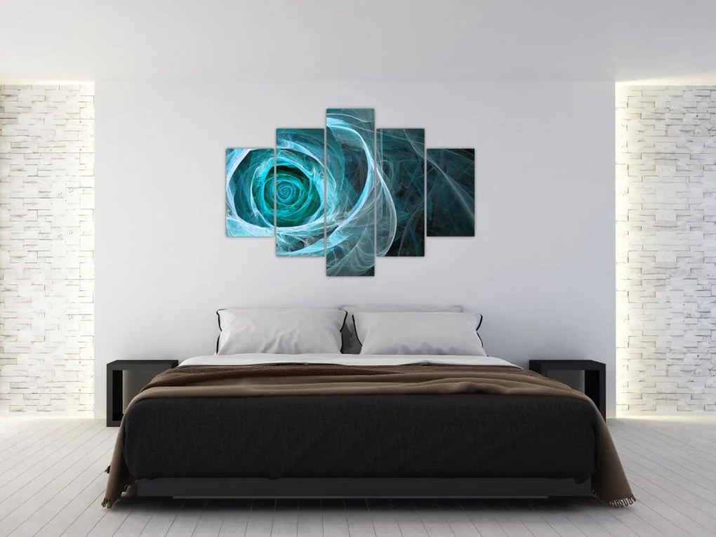 Tablou - Abstract trandafir albastru cu fundal negru (150x105 cm)