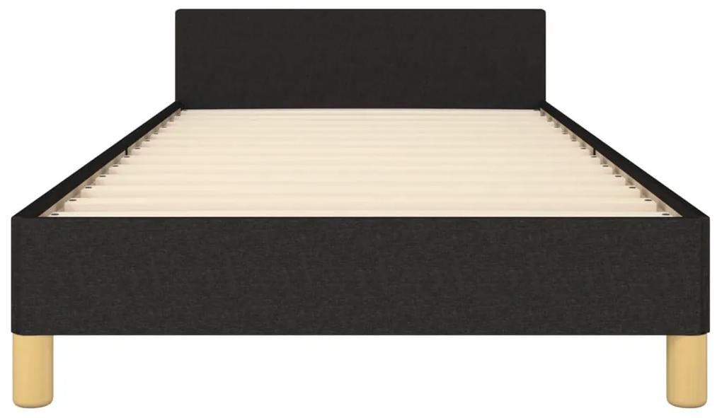 Cadru de pat cu tablie, negru, 90x200 cm, textil Negru, 90 x 200 cm, Design simplu