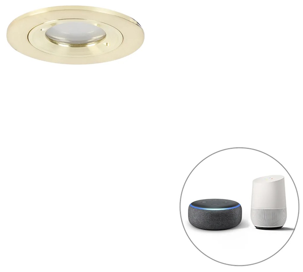 Spot integrat inteligent auriu rotund IP44 inclusiv Wifi GU10 - Xena