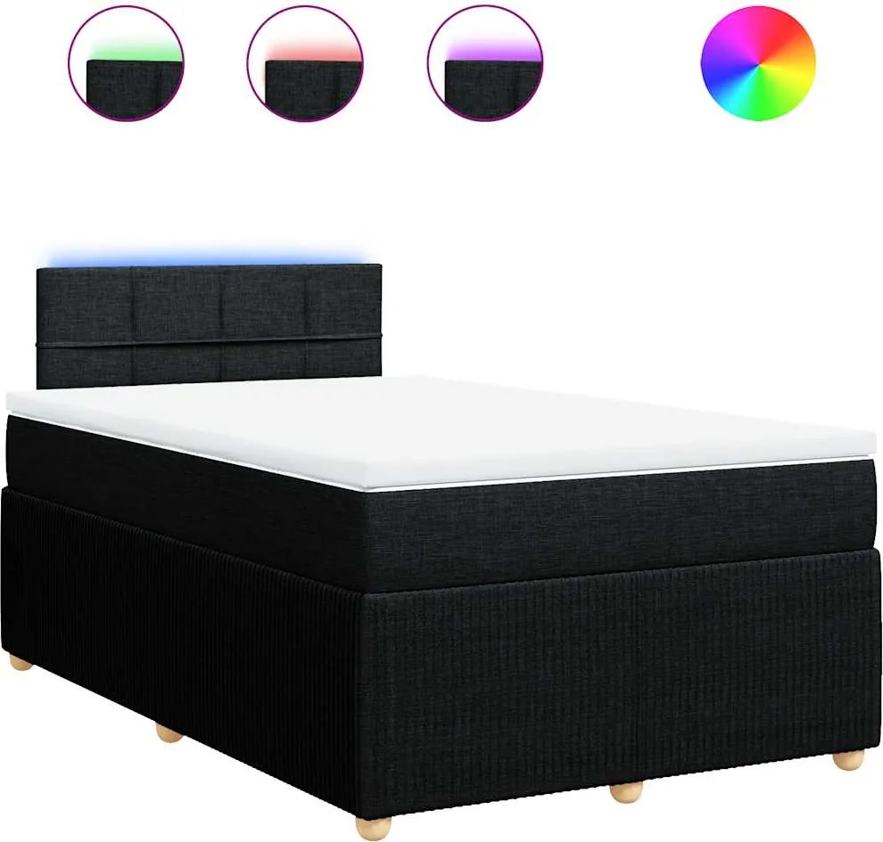 vidaXL Pat box spring cu saltea, negru, 120x190 cm, catifea