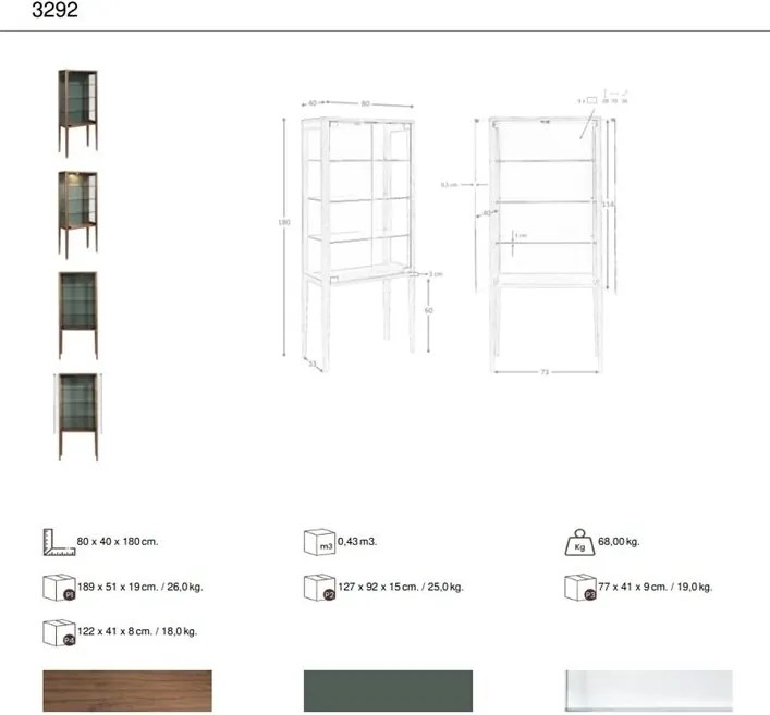 Vitrina design LUX cu iluminat Glass and Walnut