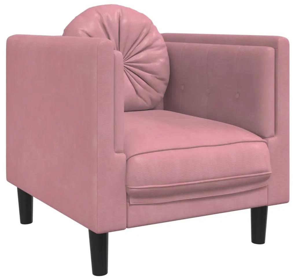 372625 vidaXL Fotoliu canapea cu pernă, roz, catifea
