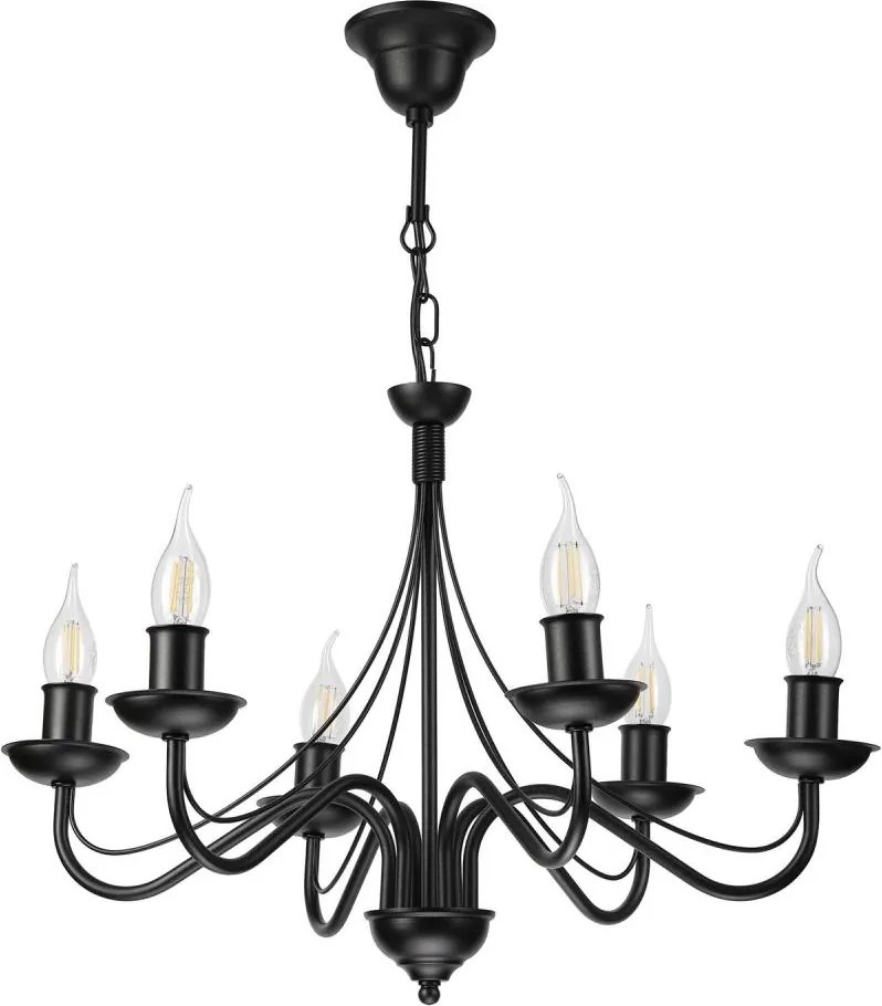 Candelabru cu lanț ANTON 6xE14/60W/230V, negru