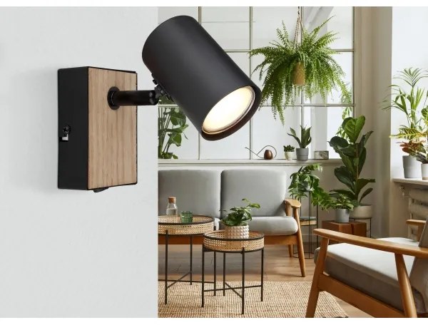 Spot de perete ROBBY 1xGU10/35W/230V negru/maro Globo 57911-1BW