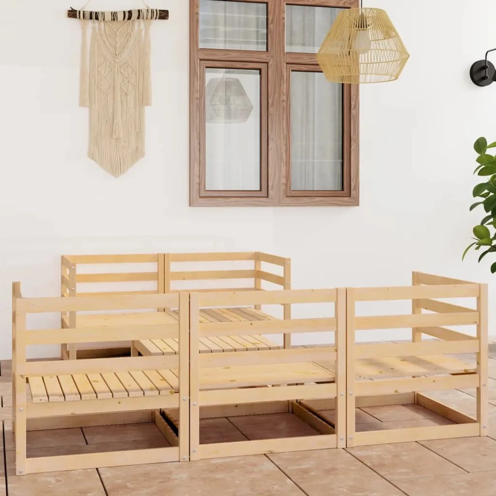 Set mobilier de gradina, 6 piese, lemn masiv de pin Maro, 1, nu