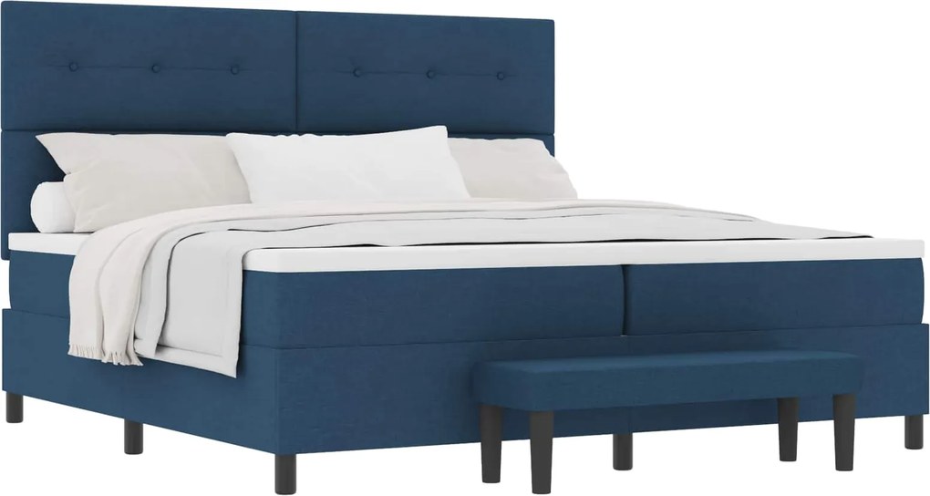 vidaXL Pat cu arcuri cu saltea albastru 200 x 200 cm țesătură