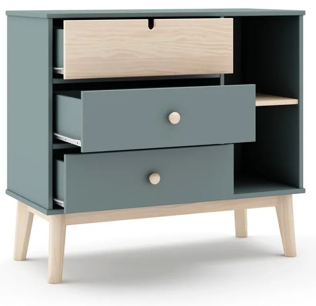 Comodă de copii verde prăfuit 90x81x40 cm Estefania – Marckeric