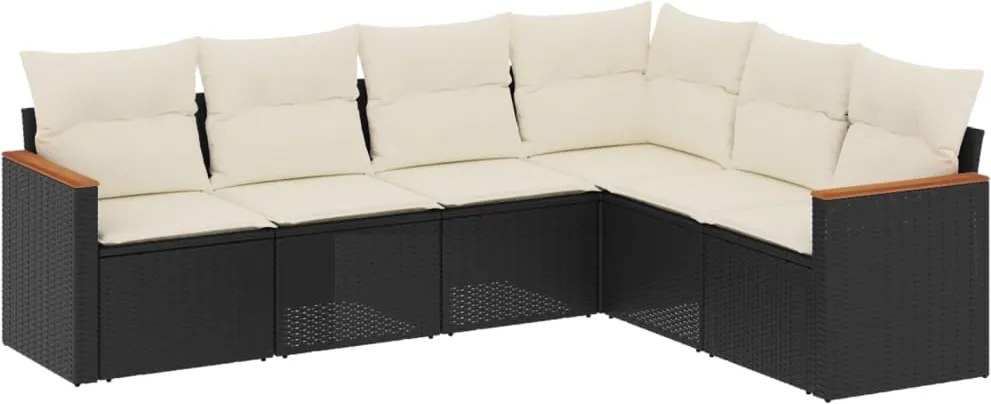 vidaXL Set mobilier de grădină cu perne, 6 piese, negru, poliratan