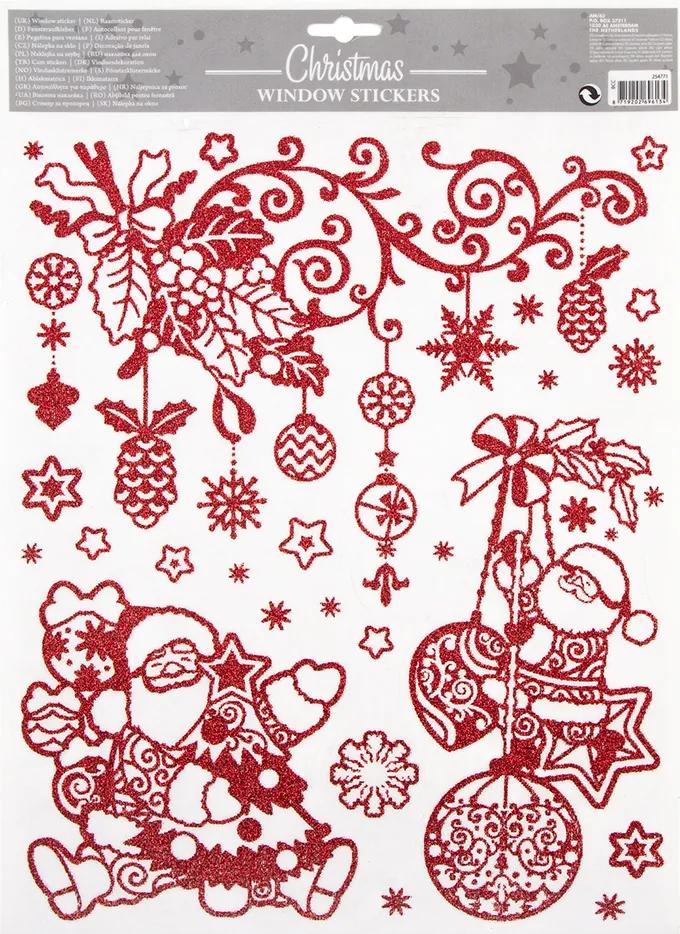 Sticker geam motive de Crăciun Happy Christmas, roșu