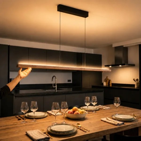 Immax NEO 07309L-LED Lustră suspendată dimabilă pe cablu cu senzor MADEIRA, 37W/230V, 157 cm, nuc