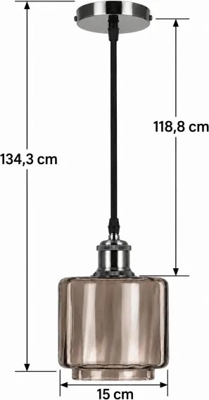 BRILAGI-LED Lustră pe cablu RETRO GLASS 1xE27/60W/230V Ø 15 cm negru/fumuriu bej