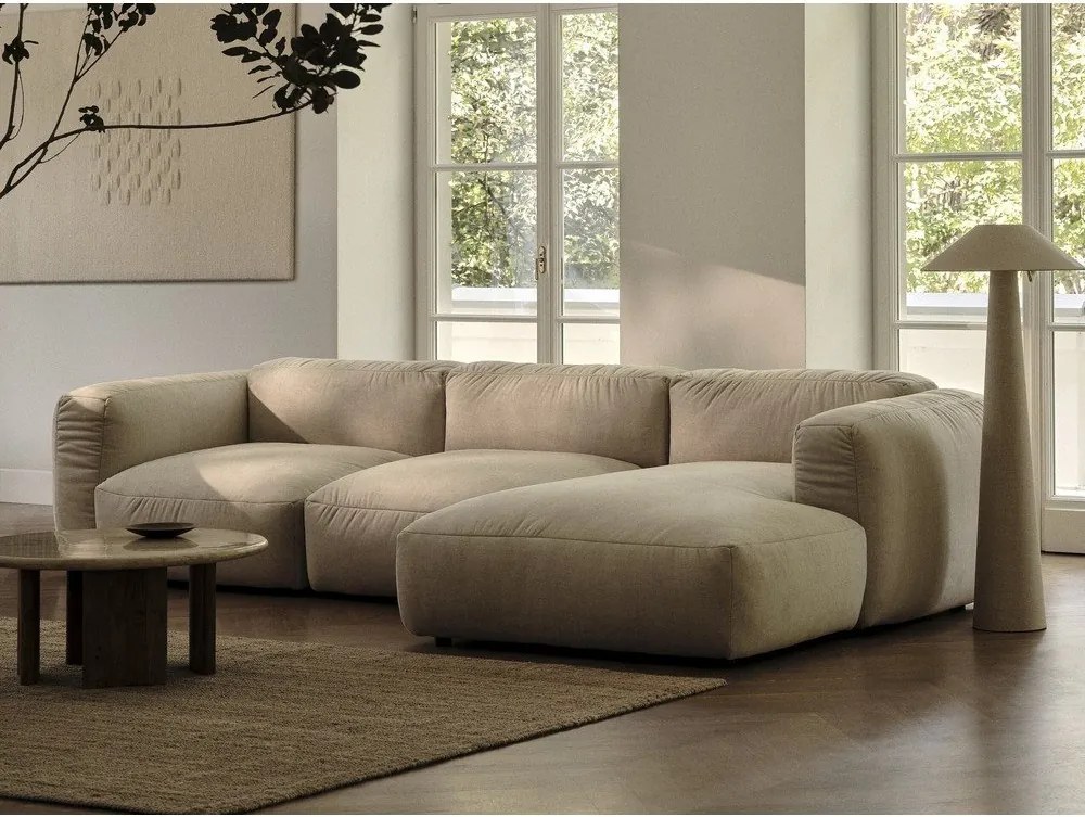 Colțar modular bej (cu colț pe partea dreaptă/în formă de "U") Martina – Micadoni Home