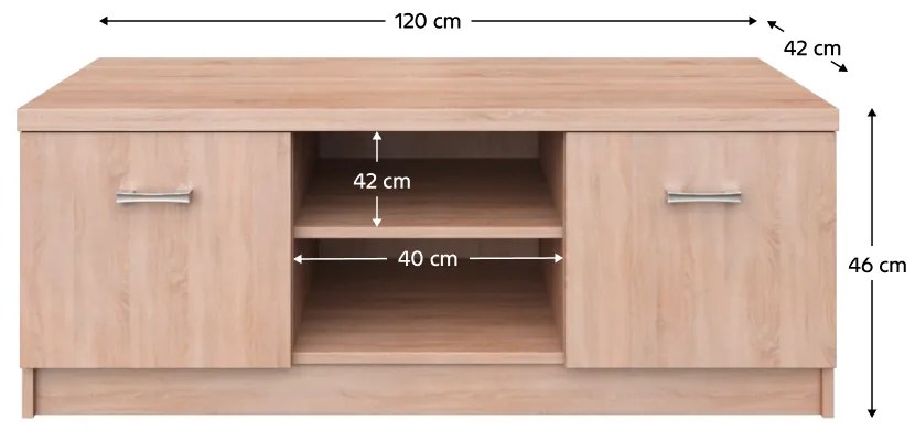 Comoda TV 2D, stejar Sonoma, TOPTY TIP 35