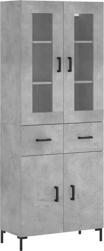 vidaXL Dulap înalt, gri beton, 69,5x34x180, lemn compozit