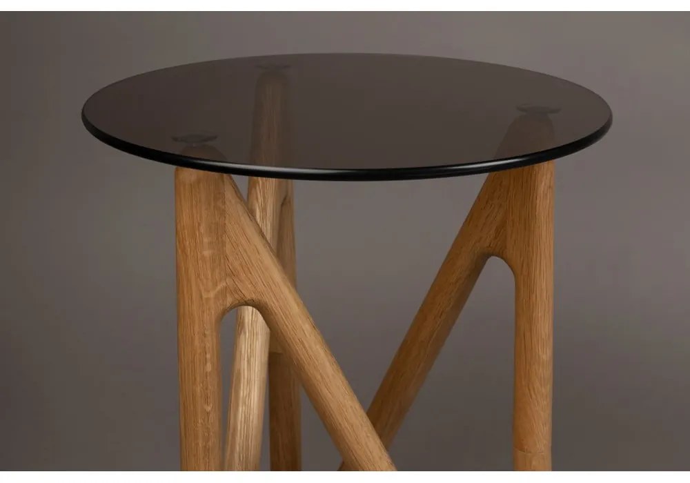 Măsuță auxiliară rotundă cu blat din sticlă ø 40 cm Naia – Dutchbone