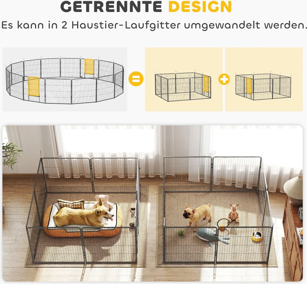 PawHut Parc pentru pui, 16 piese, parc pliabil pentru pui cu ușă pentru câini mici și medii, 3,2 x 3,2 x 0,8 m, Gri | Aosom Romania