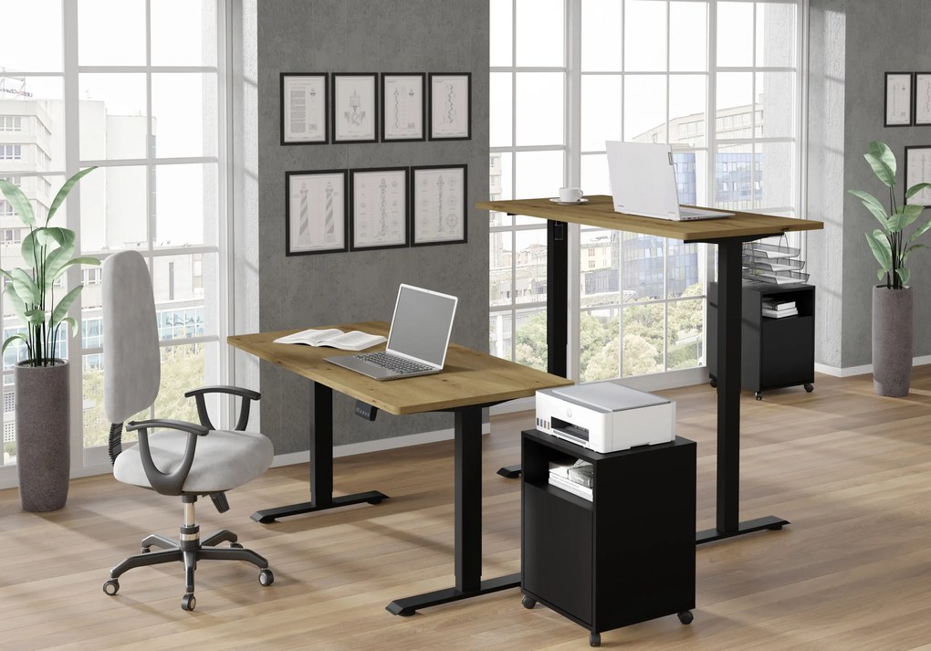Masă PC electrică Motiva 120 (Negru + Stejar artisan). Promo -7%. 1124892