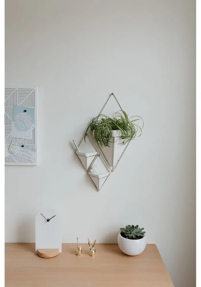 Set 2 ghivece suspendate din ceramică și cadru argintiu Umbra Trigg