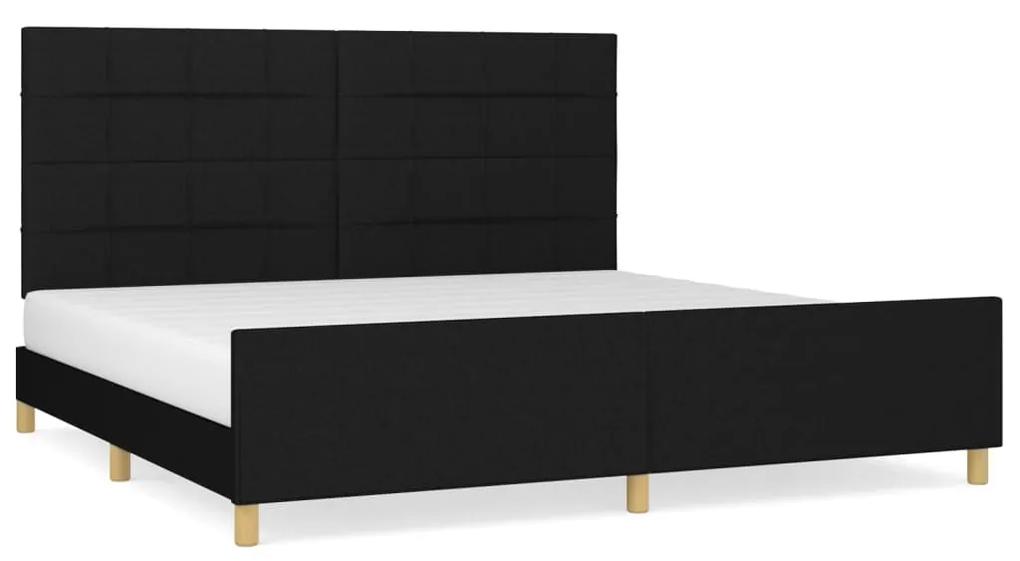 3125083 vidaXL Cadru de pat cu tăblie, negru, 200x200 cm, textil